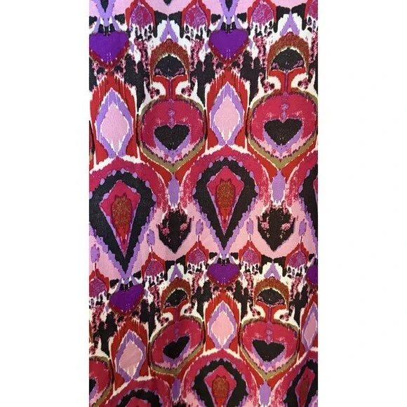 LuLaRoe Pink Purple White Red Black Monroe Swim Kimono Black Fringe EUC Large - Picture 3 of 5